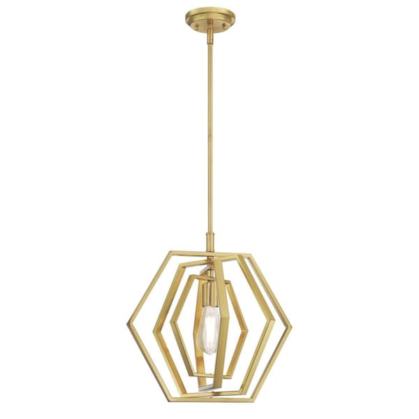 Westinghouse Pendant 60W Holly 15.75In Champagne Brass Hexagon Ring Shade 6369700 - main